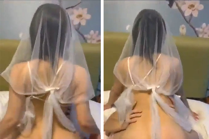 看着穿着婚纱的妻子被单男干感觉更不一般