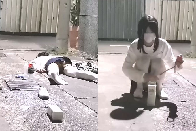 情侣夜晚楼下附近做爱刺激，静悄悄地周边，性奋了调教后入操起来，真厉害啊！