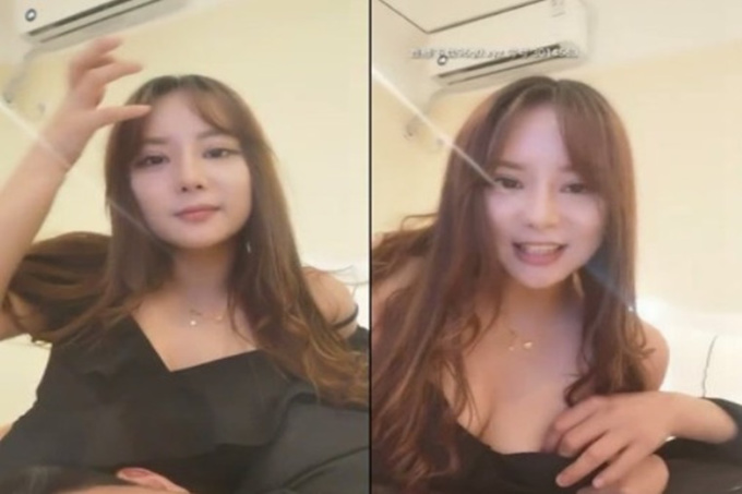高颜值黑色美女口含振动棒真讲究含完再插入小穴