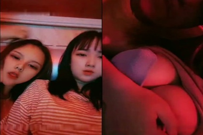 童颜巨乳两个萝莉妹子KTV唱歌厕所露奶,双女互舔奶子轮流口交舔弄,大白奶子非常诱人