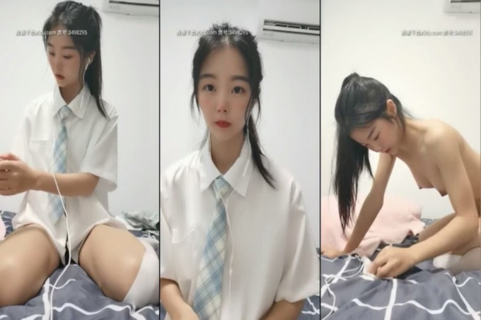 [中文主播外流]长相甜美青春嫩妹腰细胸大诱惑，撩起衣服露大白美乳非常诱人